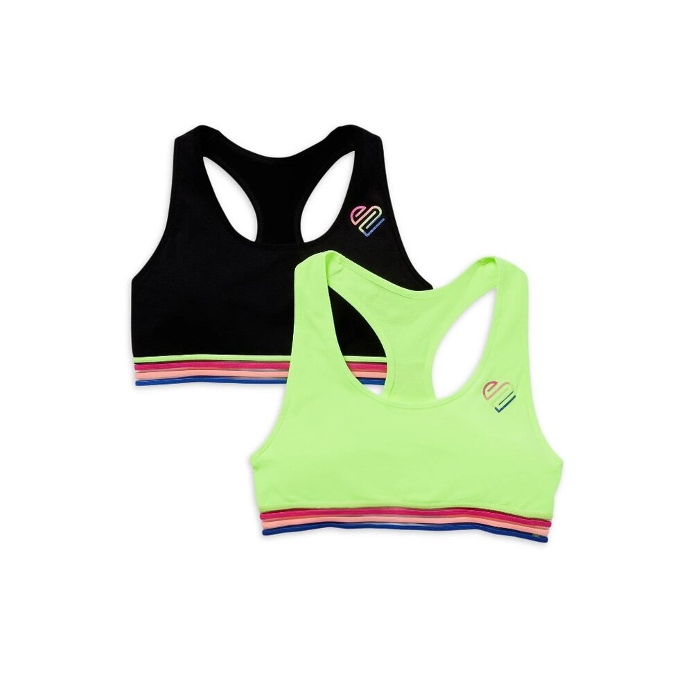 Justice Girls Seamless Sports Bra, 2Pk SIZE 36 MULTI-COLOR BRIGHT NWT